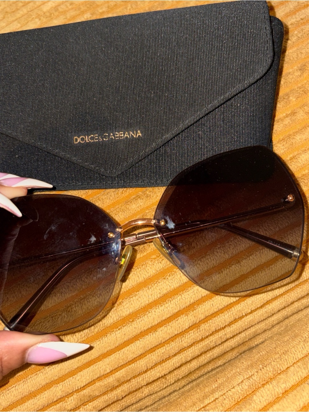 Dolce & Gabbana Gold Frame Sunglasses with Black Gradient Lenses